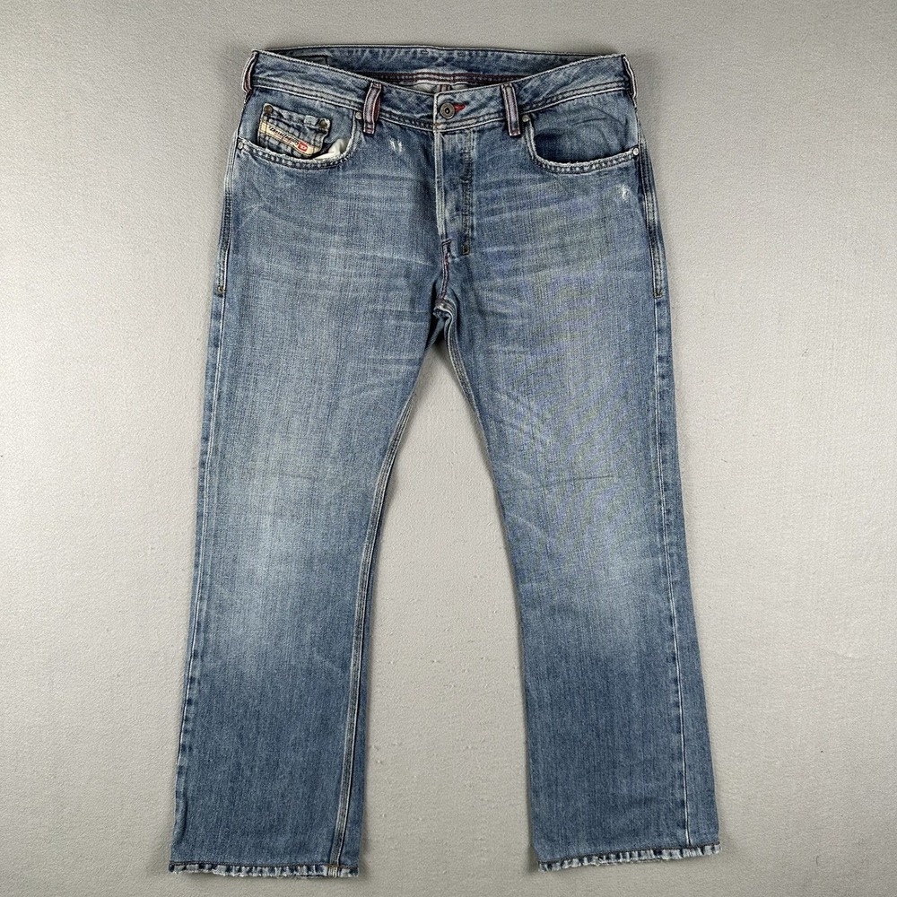 Vintage Y2K Diesel Zathan Bootcut Jeans Men's 33x30 Blue Denim Distressed Italy